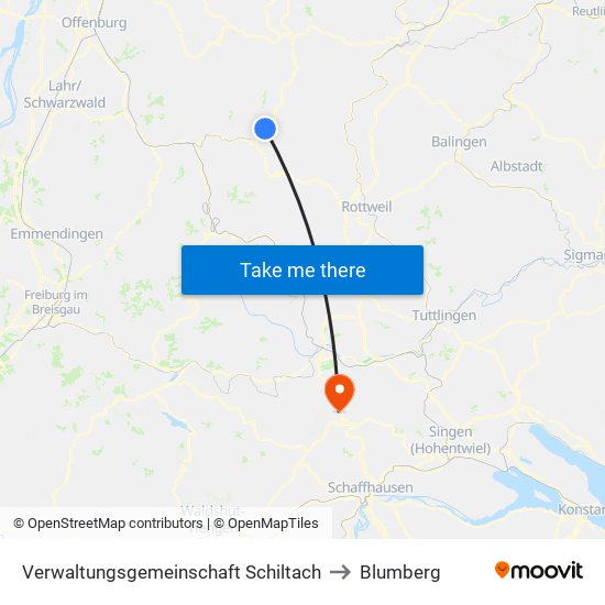 Verwaltungsgemeinschaft Schiltach to Blumberg map
