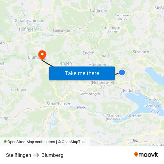 Steißlingen to Blumberg map
