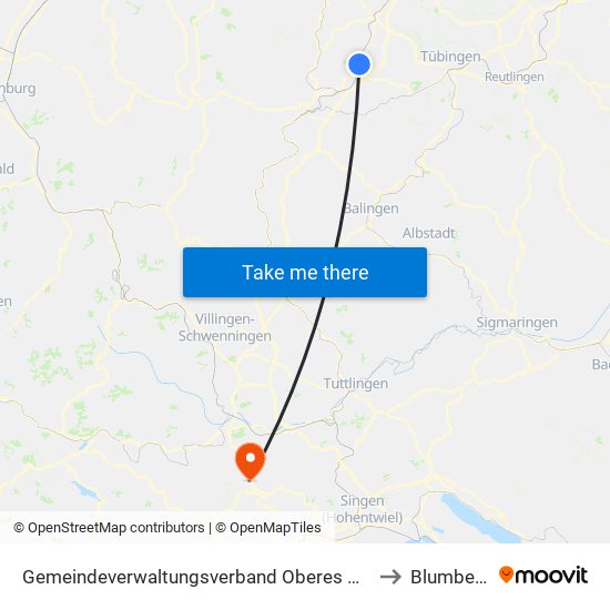 Gemeindeverwaltungsverband Oberes Gäu to Blumberg map