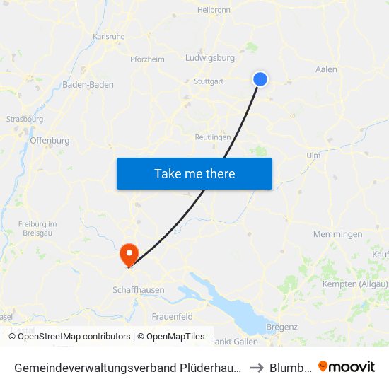 Gemeindeverwaltungsverband Plüderhausen-Urbach to Blumberg map