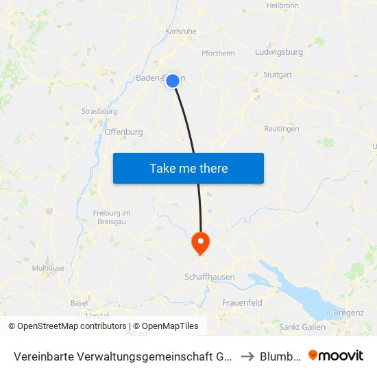 Vereinbarte Verwaltungsgemeinschaft Gernsbach to Blumberg map