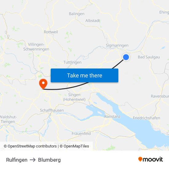 Rulfingen to Blumberg map