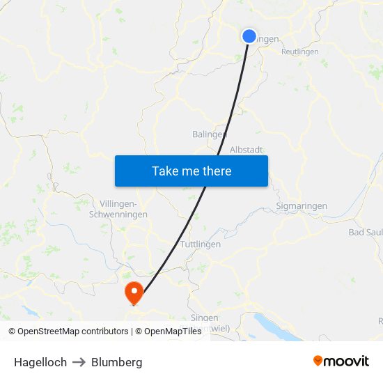Hagelloch to Blumberg map