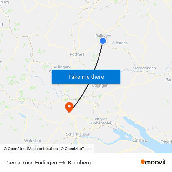 Gemarkung Endingen to Blumberg map
