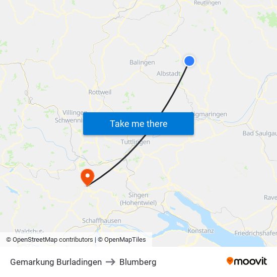 Gemarkung Burladingen to Blumberg map