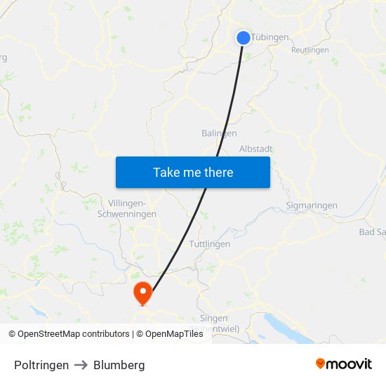 Poltringen to Blumberg map