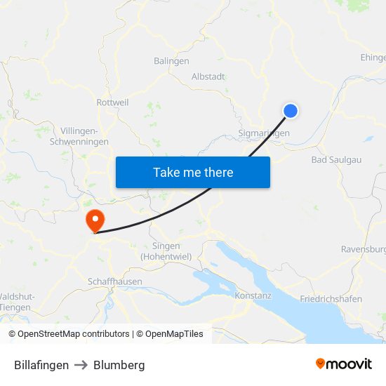 Billafingen to Blumberg map