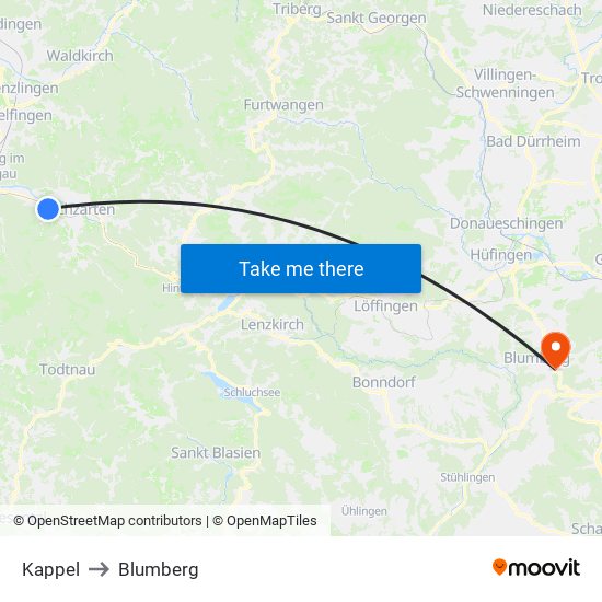 Kappel to Blumberg map