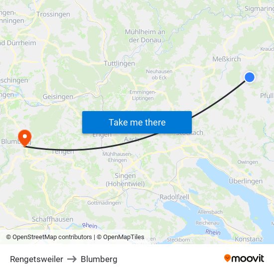 Rengetsweiler to Blumberg map