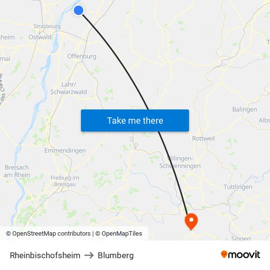 Rheinbischofsheim to Blumberg map