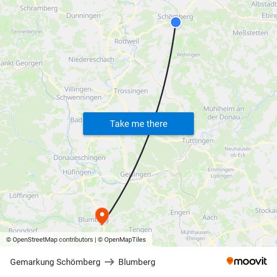 Gemarkung Schömberg to Blumberg map
