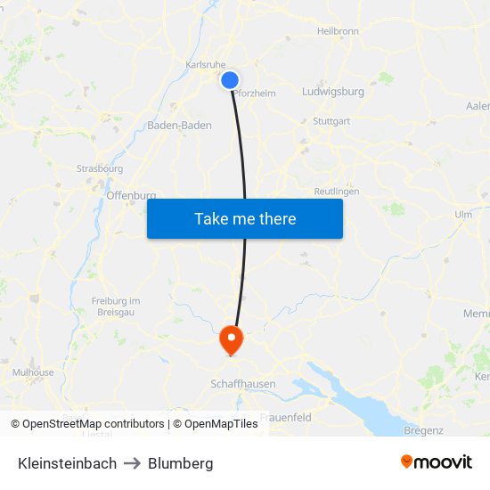 Kleinsteinbach to Blumberg map