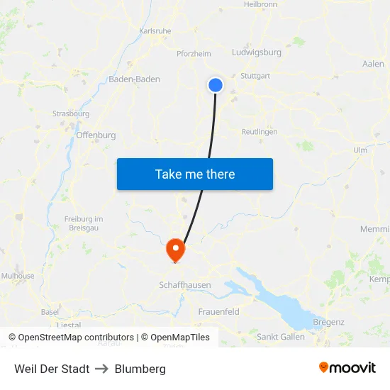 Weil Der Stadt to Blumberg map