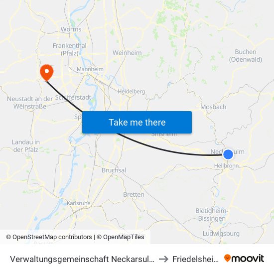 Verwaltungsgemeinschaft Neckarsulm to Friedelsheim map