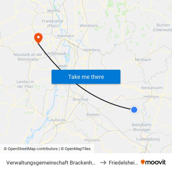 Verwaltungsgemeinschaft Brackenheim to Friedelsheim map