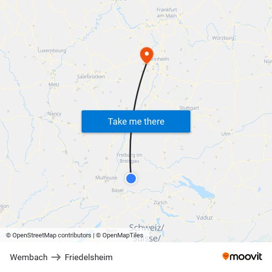 Wembach to Friedelsheim map