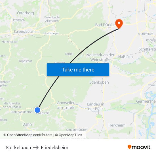 Spirkelbach to Friedelsheim map