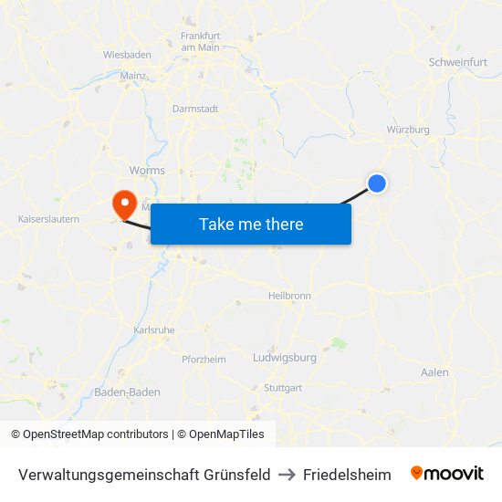 Verwaltungsgemeinschaft Grünsfeld to Friedelsheim map