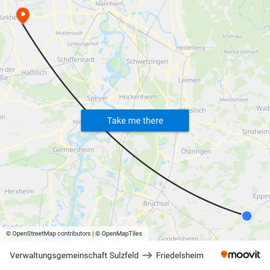 Verwaltungsgemeinschaft Sulzfeld to Friedelsheim map