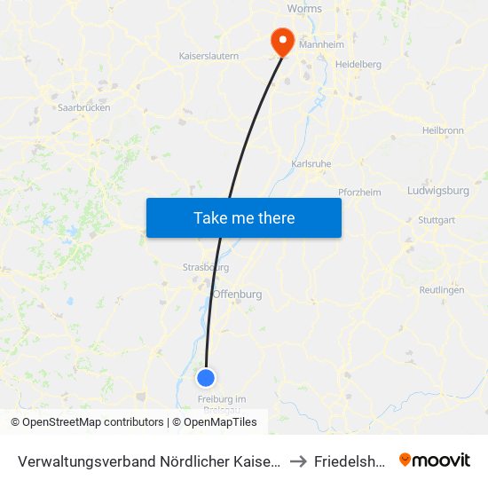 Verwaltungsverband Nördlicher Kaiserstuhl to Friedelsheim map