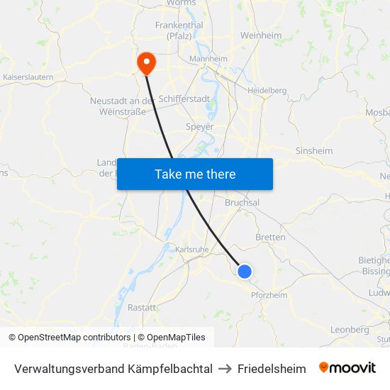 Verwaltungsverband Kämpfelbachtal to Friedelsheim map