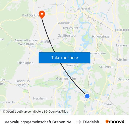 Verwaltungsgemeinschaft Graben-Neudorf to Friedelsheim map