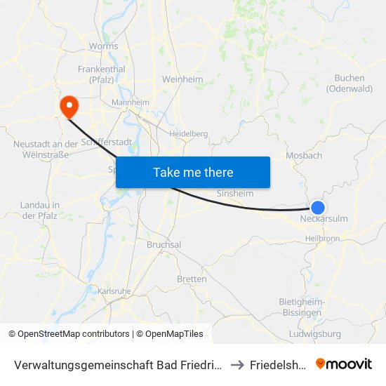 Verwaltungsgemeinschaft Bad Friedrichshall to Friedelsheim map