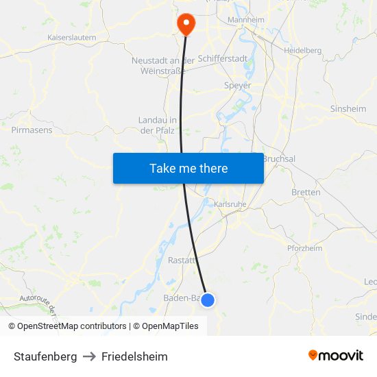 Staufenberg to Friedelsheim map