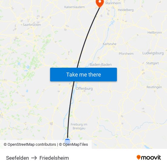 Seefelden to Friedelsheim map