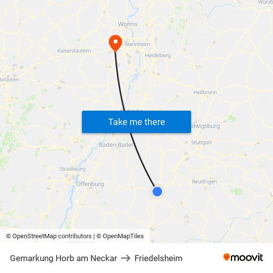 Gemarkung Horb am Neckar to Friedelsheim map