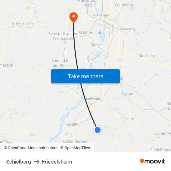 Schielberg to Friedelsheim map