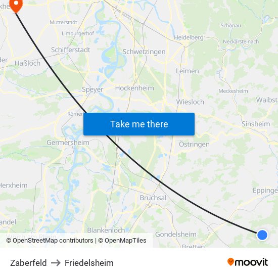 Zaberfeld to Friedelsheim map