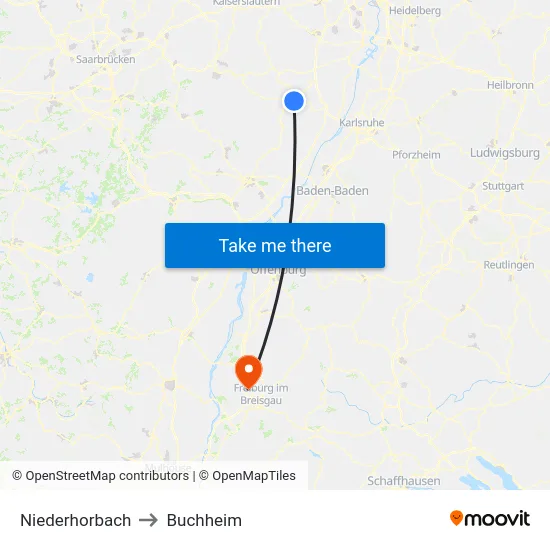 Niederhorbach to Buchheim map