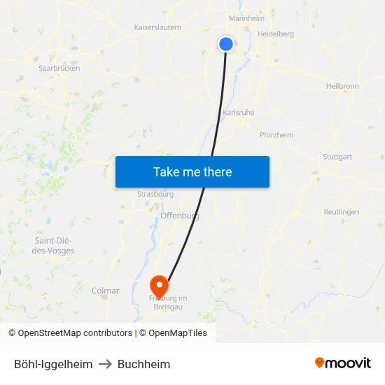 Böhl-Iggelheim to Buchheim map