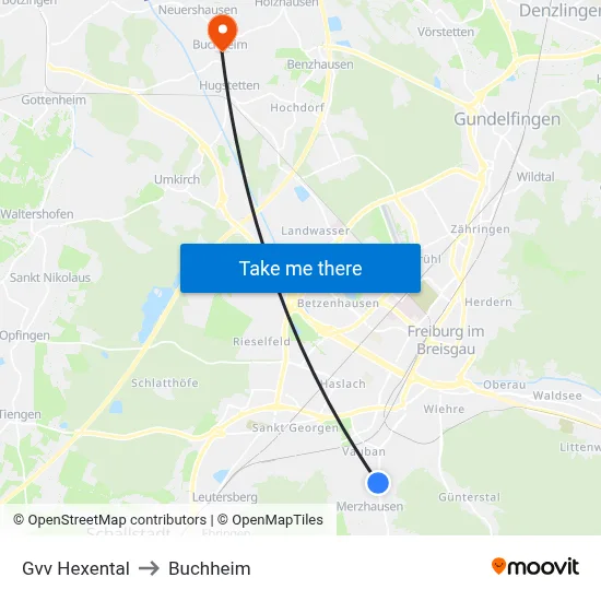 Gvv Hexental to Buchheim map
