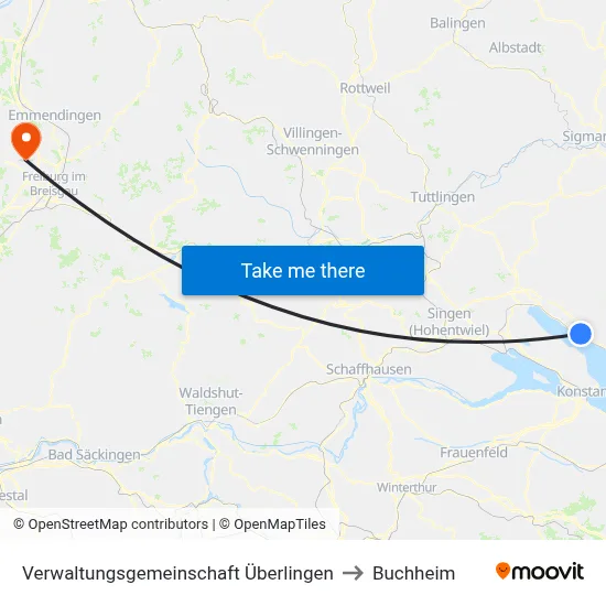 Verwaltungsgemeinschaft Überlingen to Buchheim map
