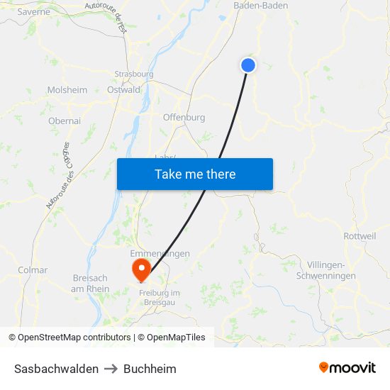 Sasbachwalden to Buchheim map