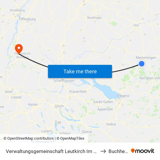 Verwaltungsgemeinschaft Leutkirch Im Allgäu to Buchheim map