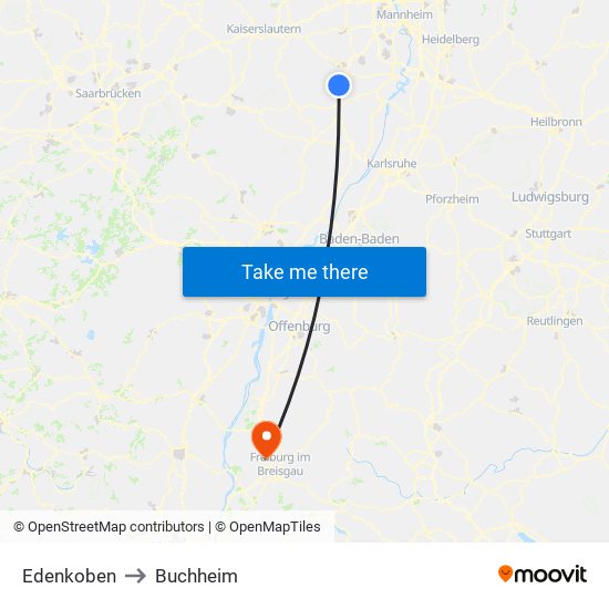 Edenkoben to Buchheim map