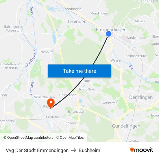 Vvg Der Stadt Emmendingen to Buchheim map