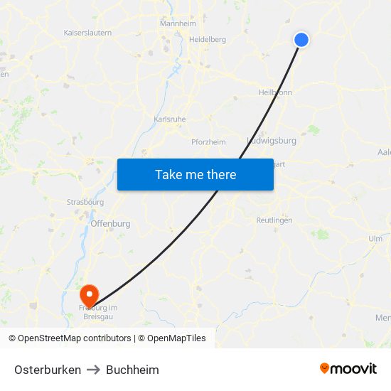 Osterburken to Buchheim map