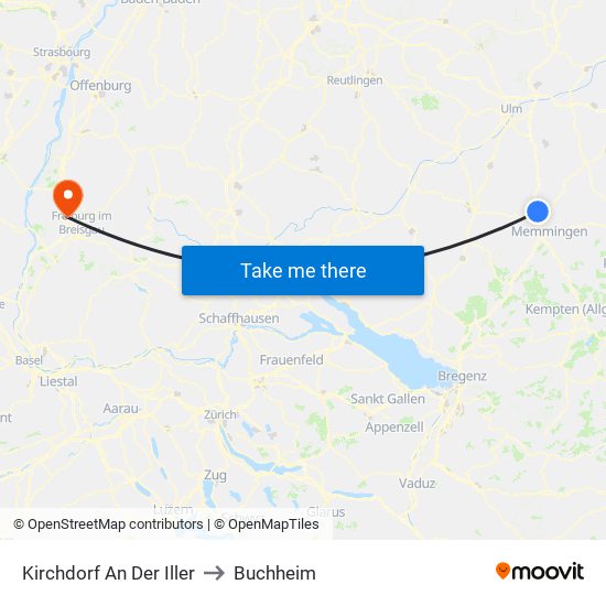 Kirchdorf An Der Iller to Buchheim map