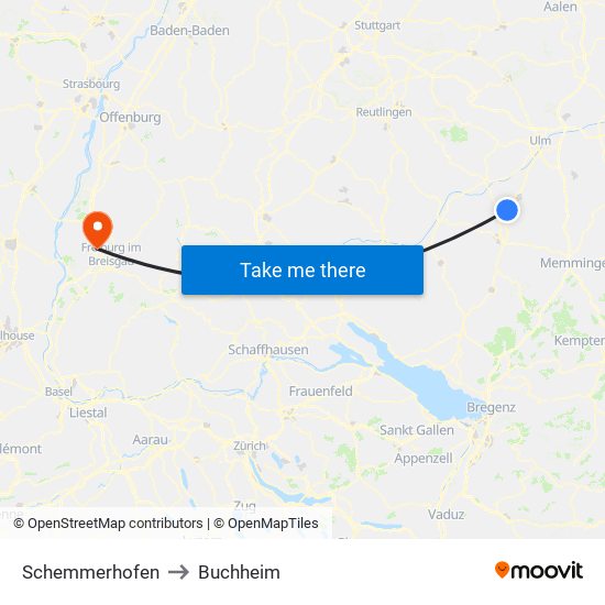 Schemmerhofen to Buchheim map