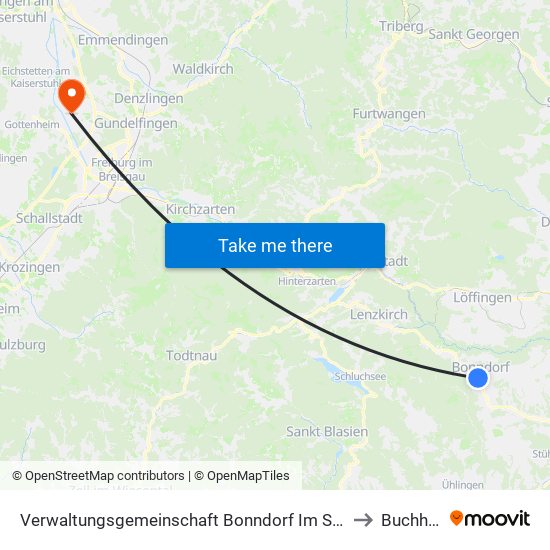 Verwaltungsgemeinschaft Bonndorf Im Schwarzwald to Buchheim map