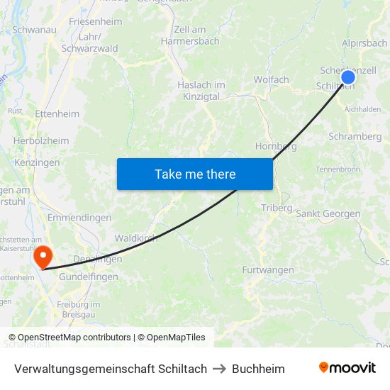 Verwaltungsgemeinschaft Schiltach to Buchheim map