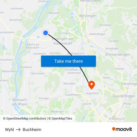 Wyhl to Buchheim map