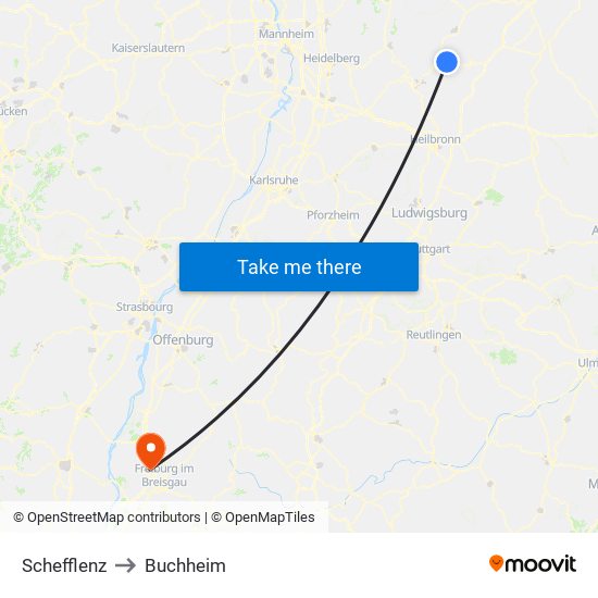 Schefflenz to Buchheim map