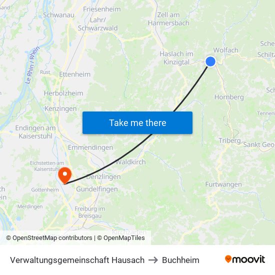 Verwaltungsgemeinschaft Hausach to Buchheim map