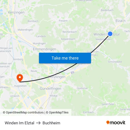 Winden Im Elztal to Buchheim map
