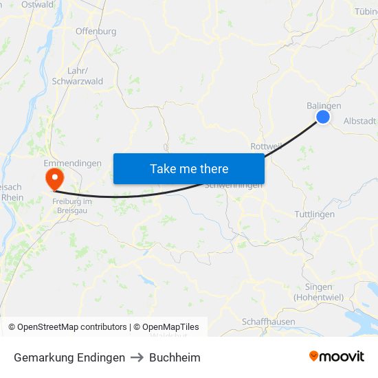 Gemarkung Endingen to Buchheim map